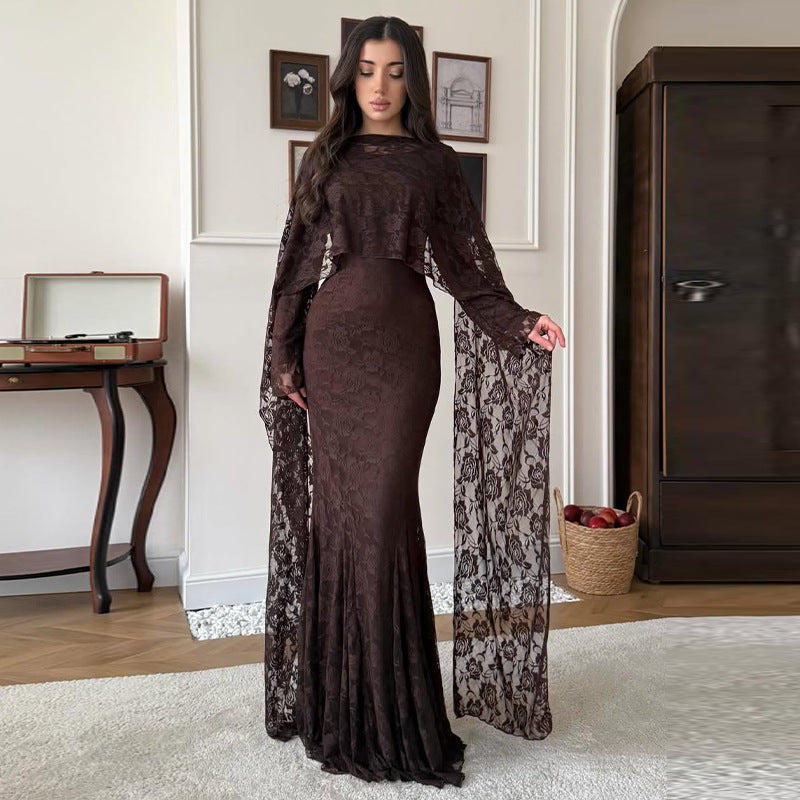 Graceful Winter Lace Sheath Elegant Fashion Dress
