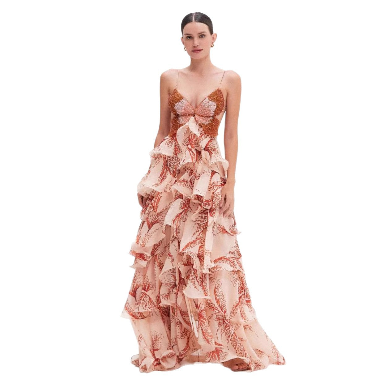 Women's Summer Fashion Ruffled Butterfly Long Dress