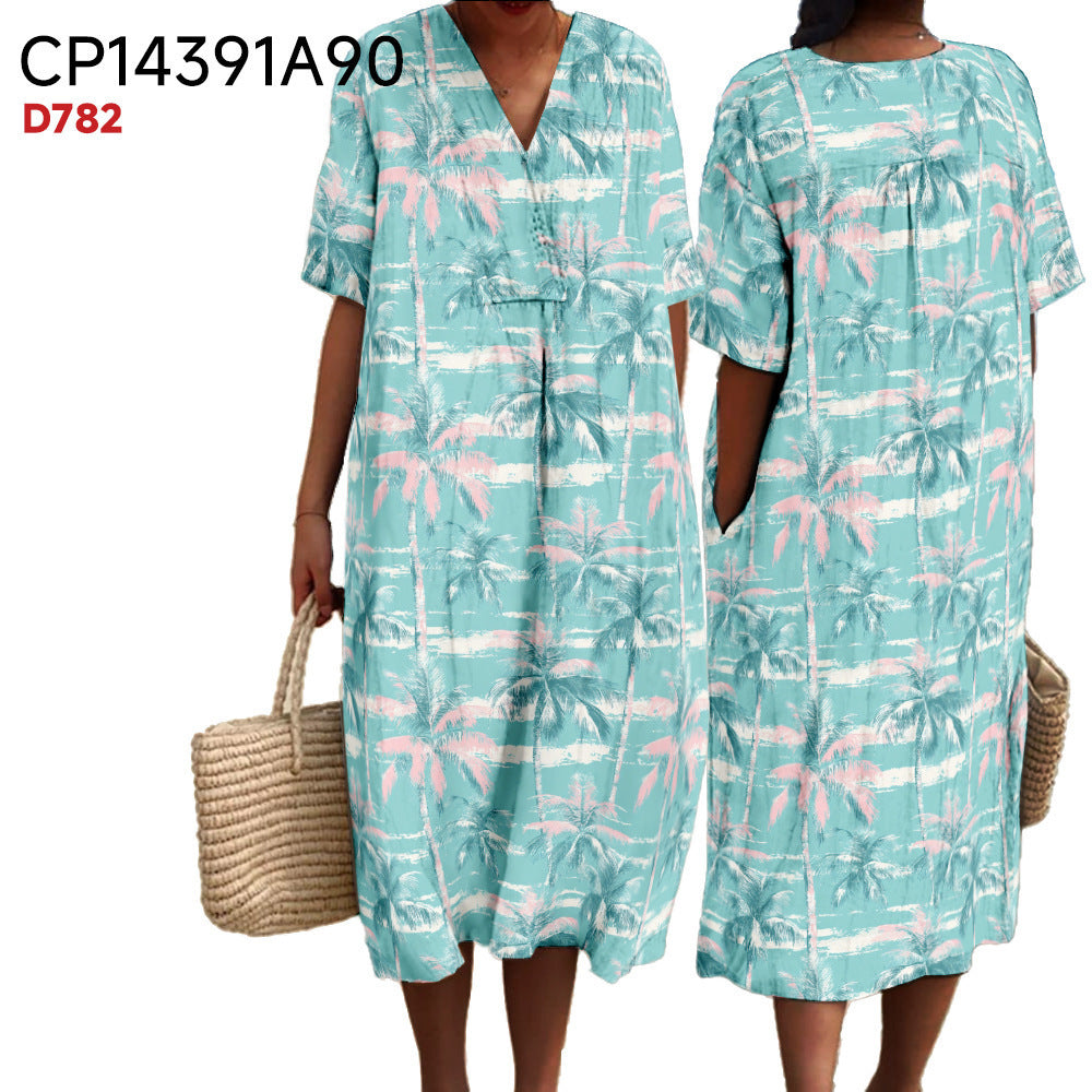 Innovative Casual Women's Digital Printed Wide Dress