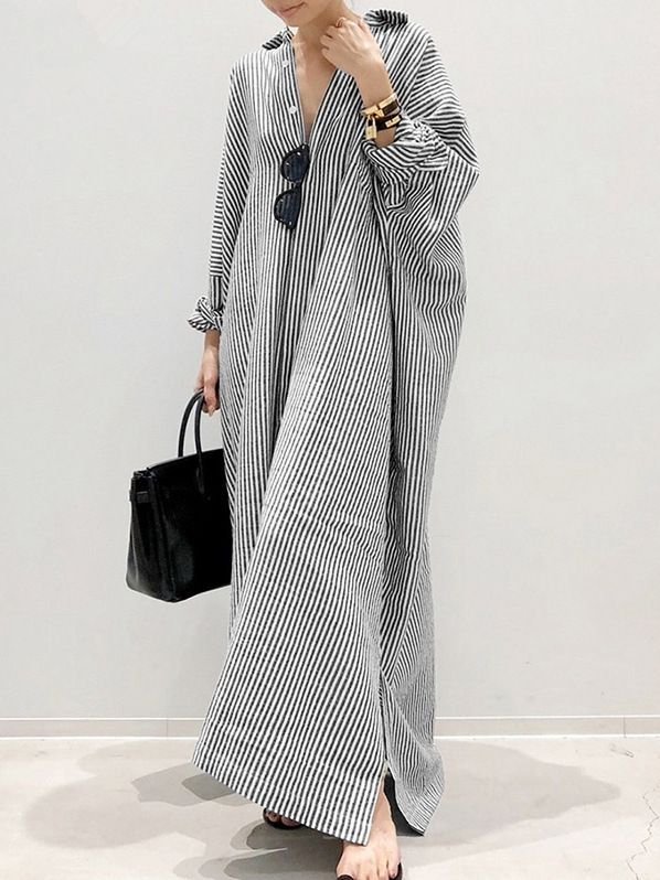 Lapel Collar Striped Temperament Commute Long Sleeve Cardigans