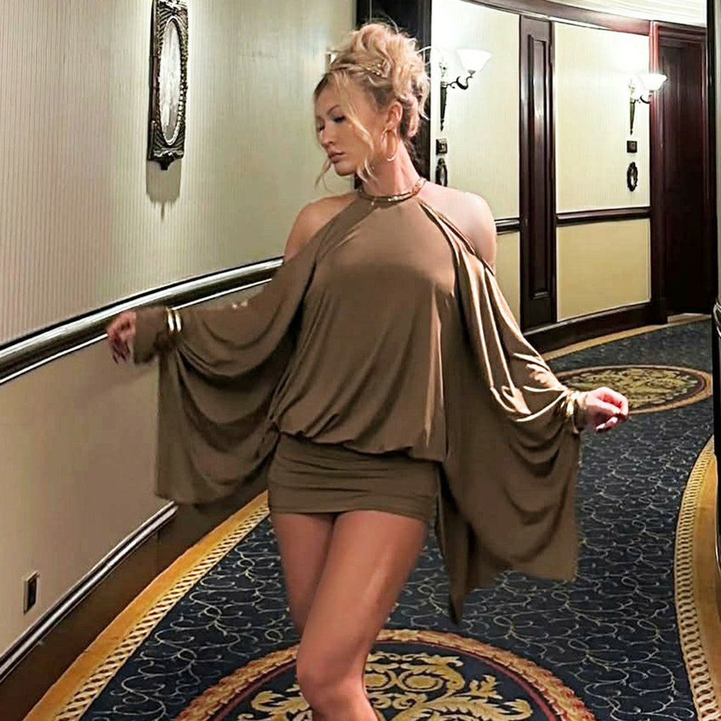 Women's Big Backless Butterfly Patch Design Batwing Jumpsuits