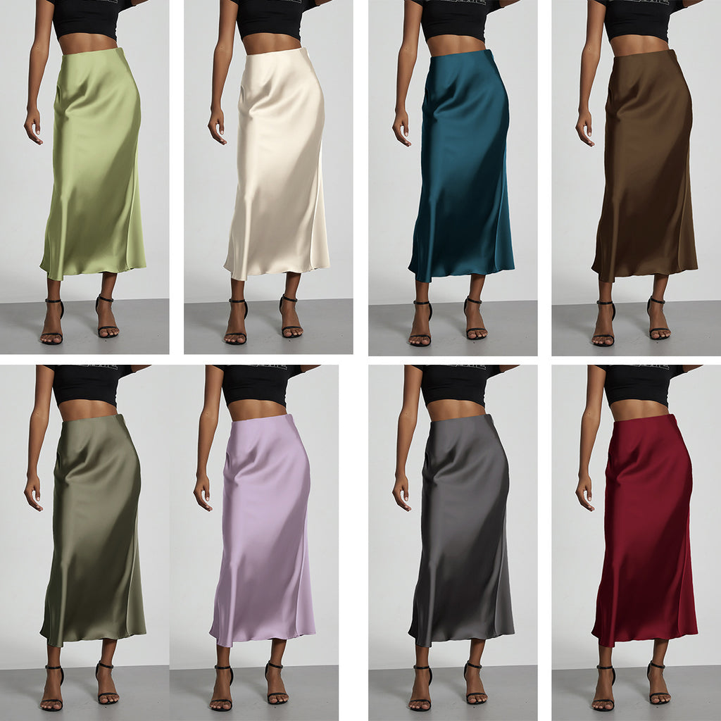 Classic Durable Slouchy Women's Elegant Satin Skirt