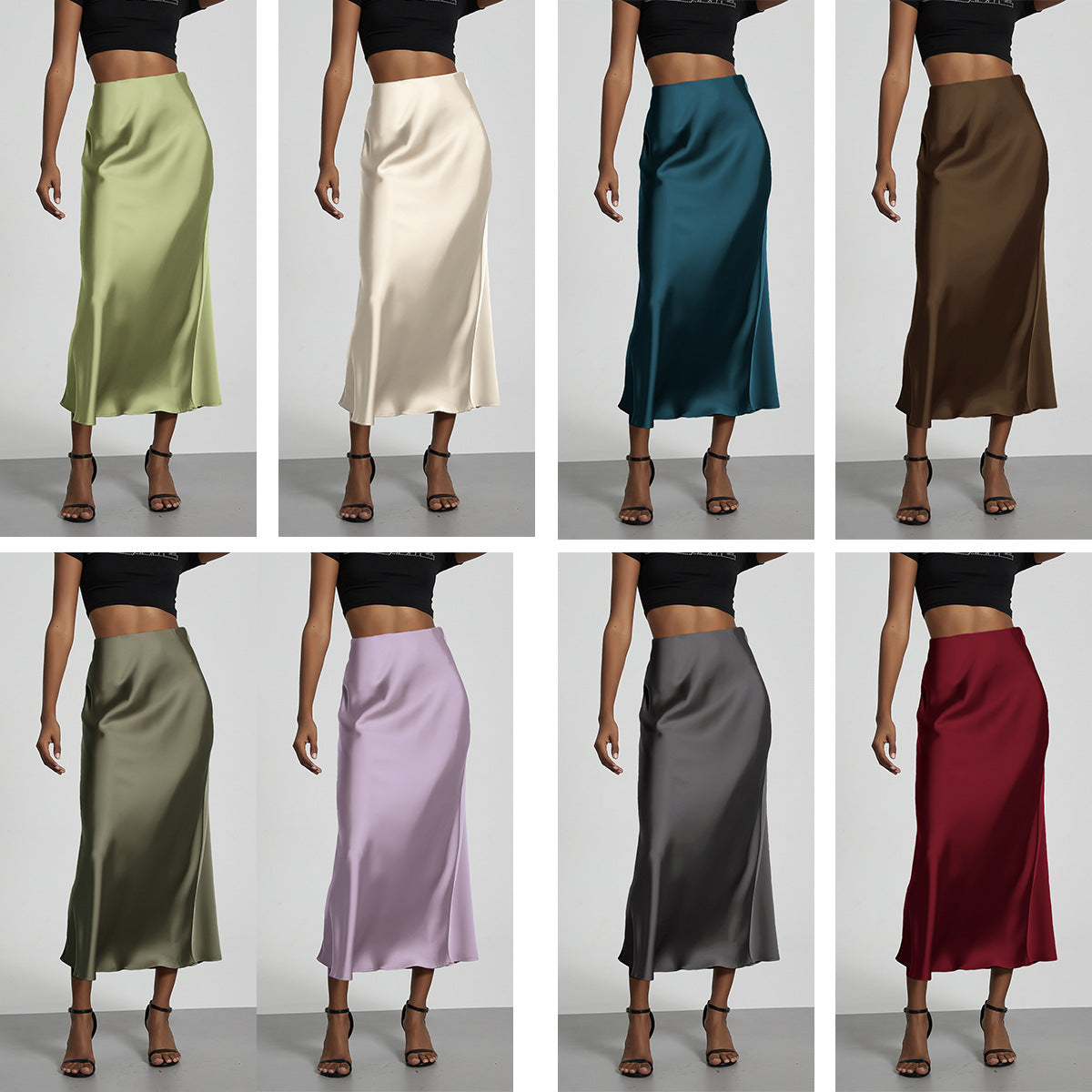 Classic Durable Slouchy Women's Elegant Satin Skirt
