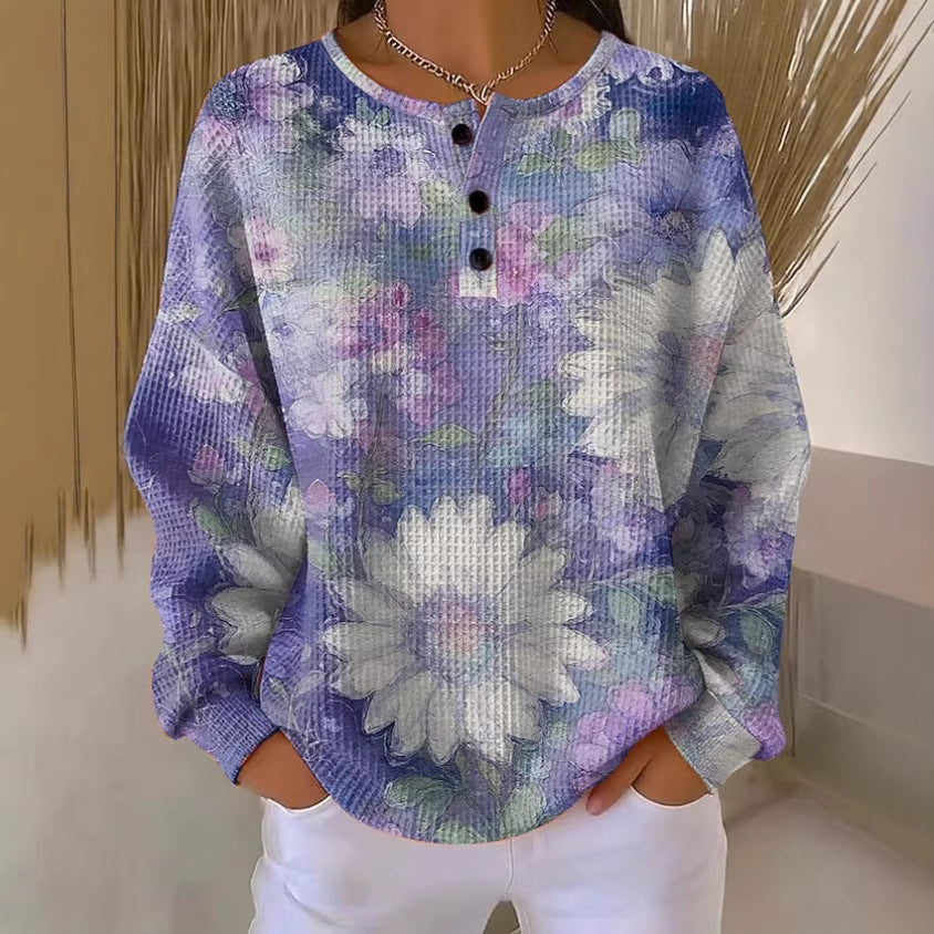 Women's Printing Colorful Flower Color Matching Floral Clothing