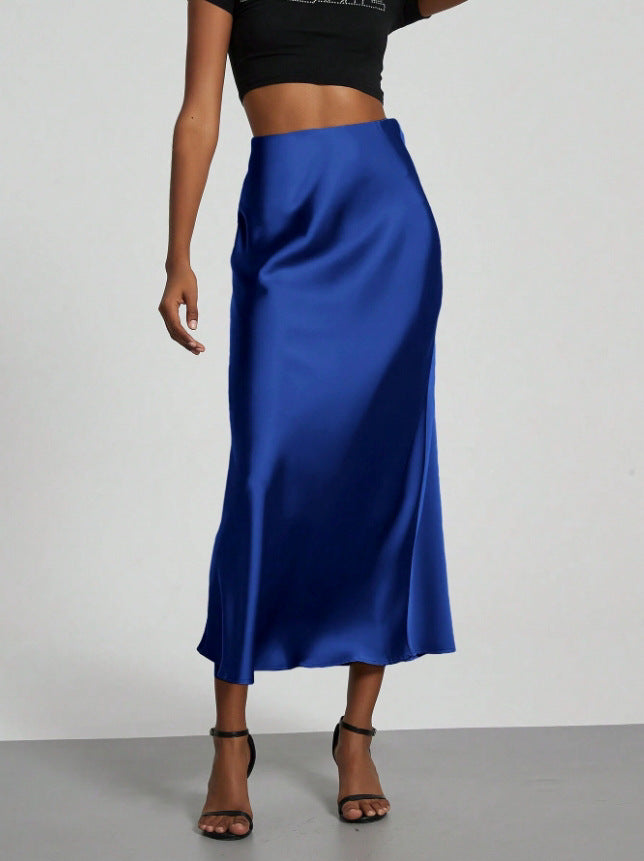 Glossy High Waist Slimming Dress Elegant Skirt