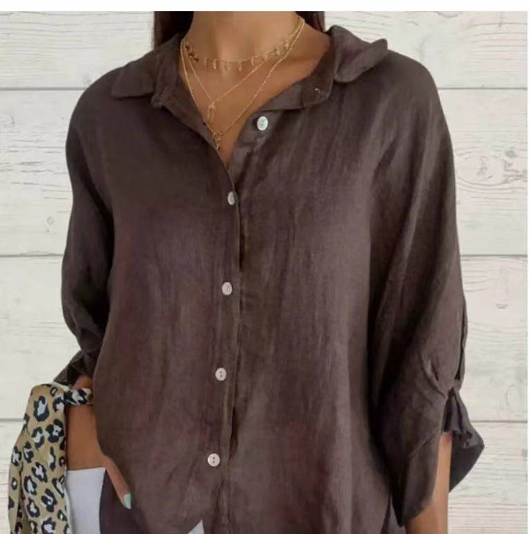 Spring Cotton Linen Back Design Shirt Blouse