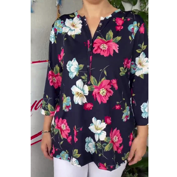 Women's Trade Clothes Summer Printed Sleeve Mom Women's T-shirt