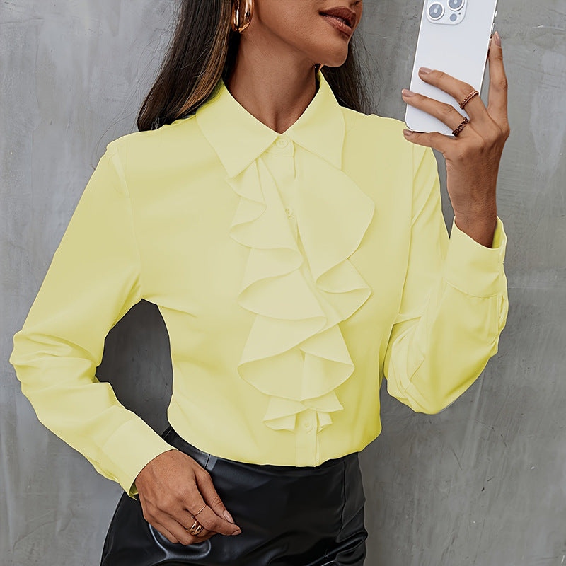 Women's Shirt White Long Sleeve Business Wear Western Style Blouse