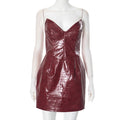 Women's Sexy Fashion Crocodile Pattern Leather Hot Dress