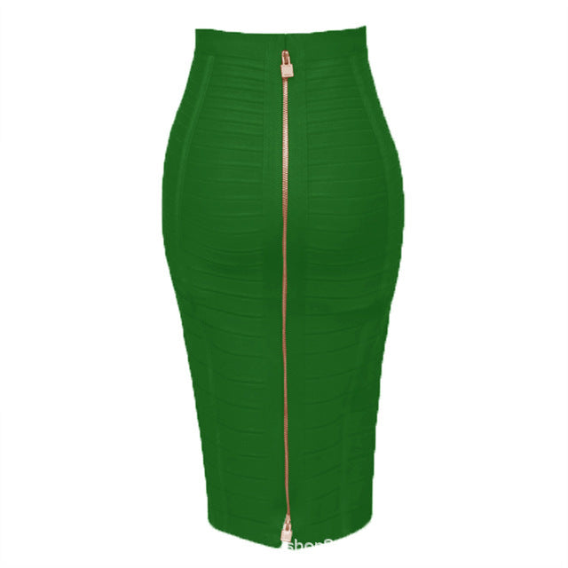 Color Bandage Striped Zipper Double Open Sexy High Waist Skirts