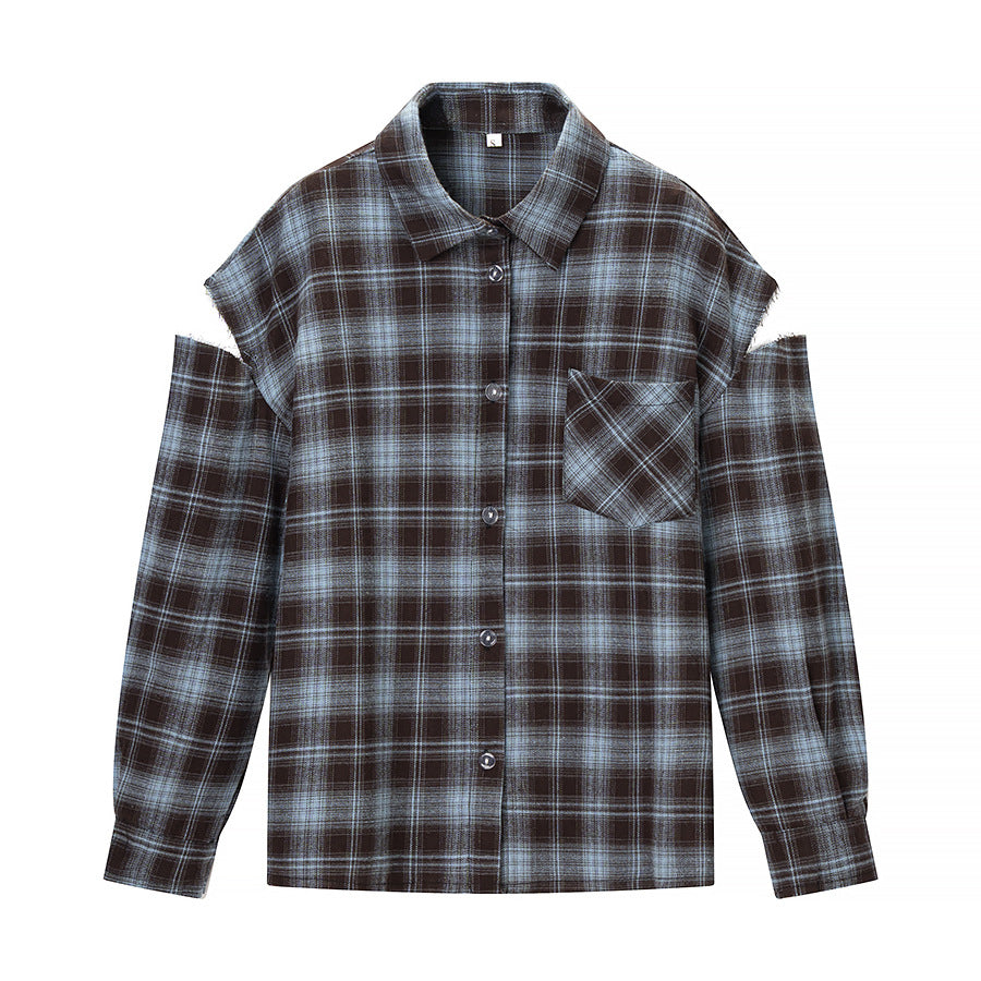 Classy Women's Fashion Casual Plaid Shirt Blouse