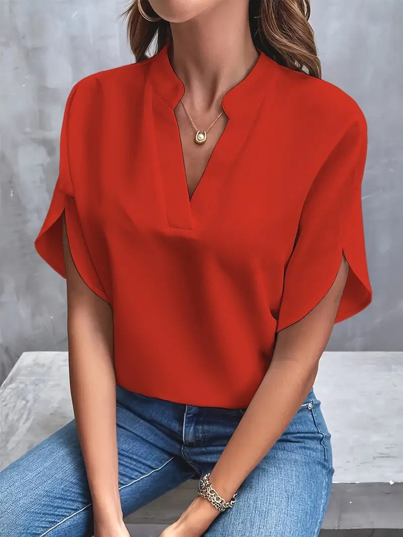 Women's Fashion Summer Casual Solid Color Loose Blouse