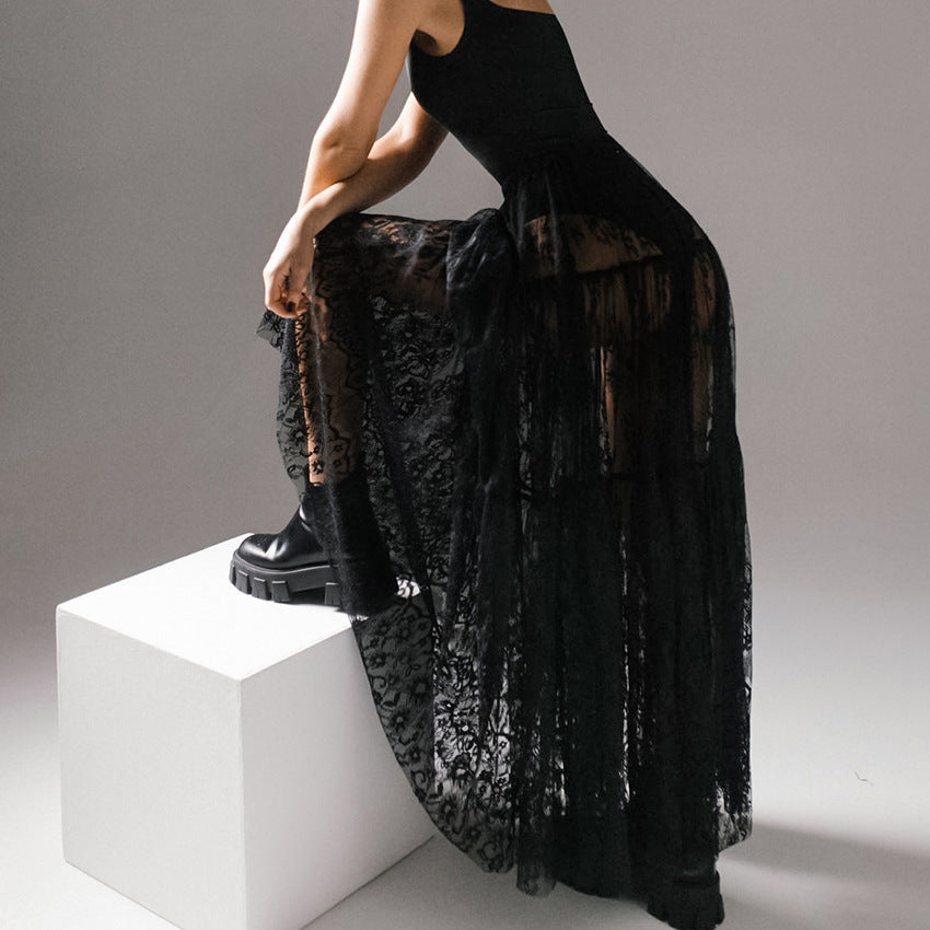 Female Dress Black Sexy Lace High Waist Skirt