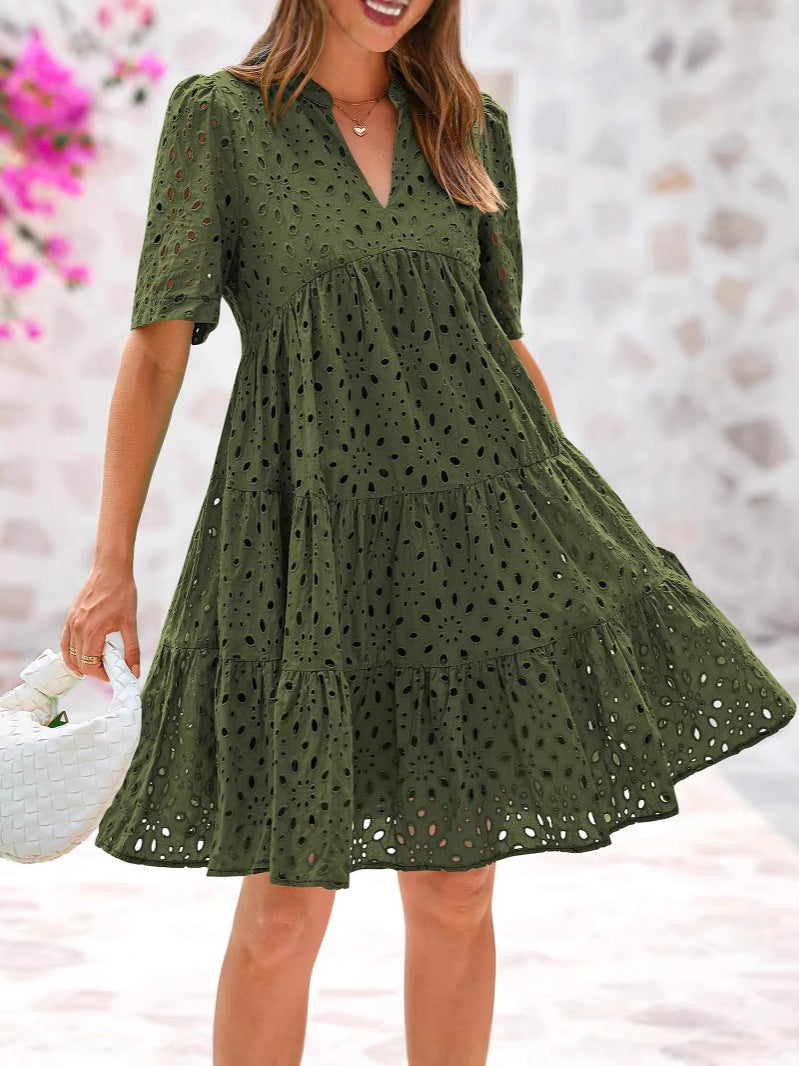 Women's French Style Hollow Lace High-grade A- Dress