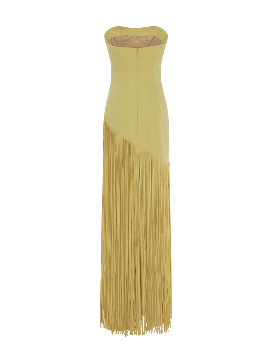 Women's Fashion Solid Color Shawl Design Sense Tassel Dress