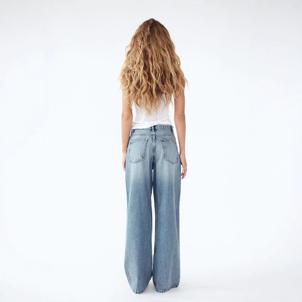 Elegant Glamorous Casual Straight Diagonal Button Women's Jeans