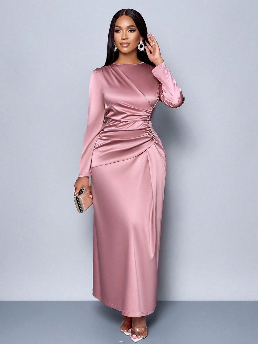 Solid Color High-grade Satin Fashion Elegant Dress