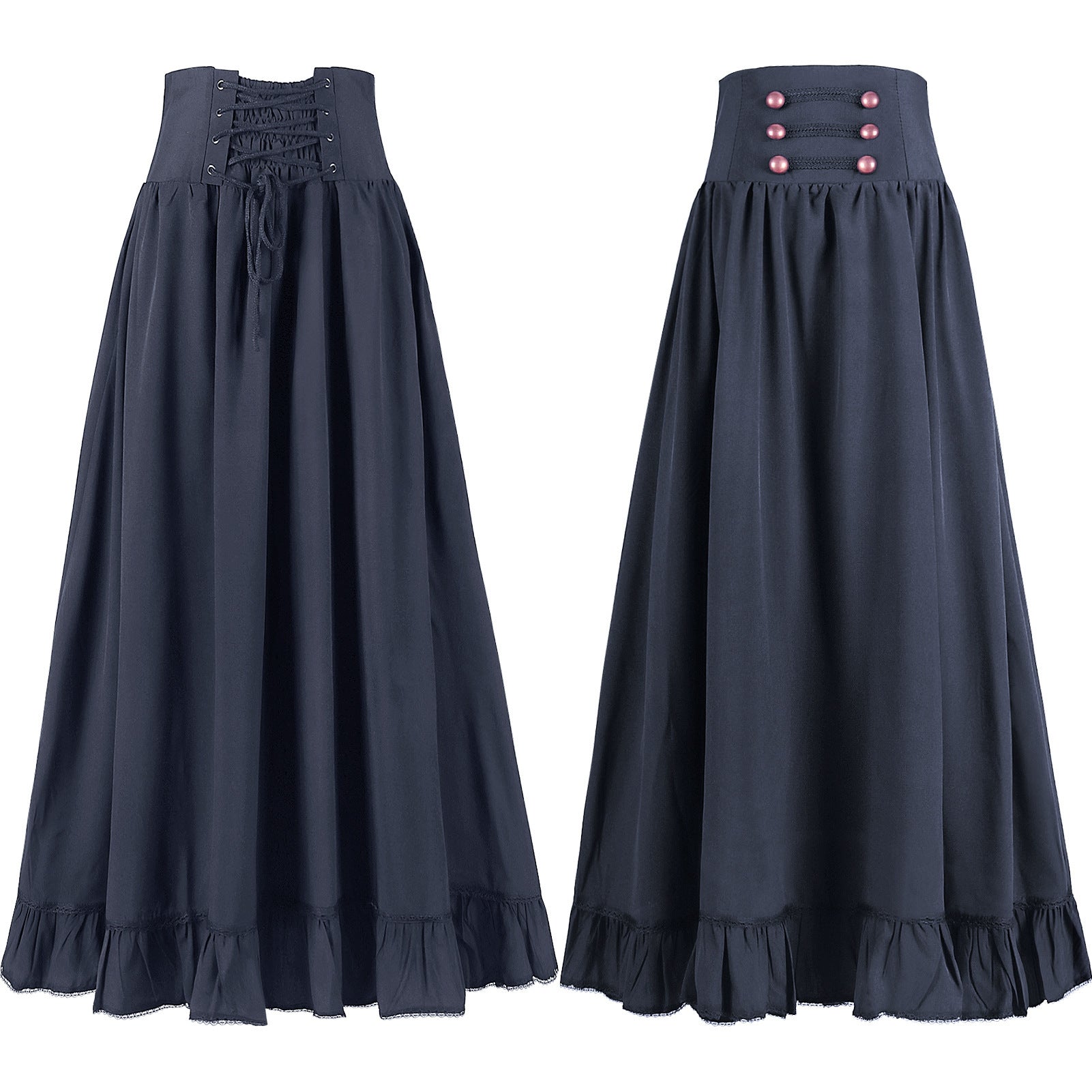Women's Retro Style Nipped Waist Solid Color Activity Skirts