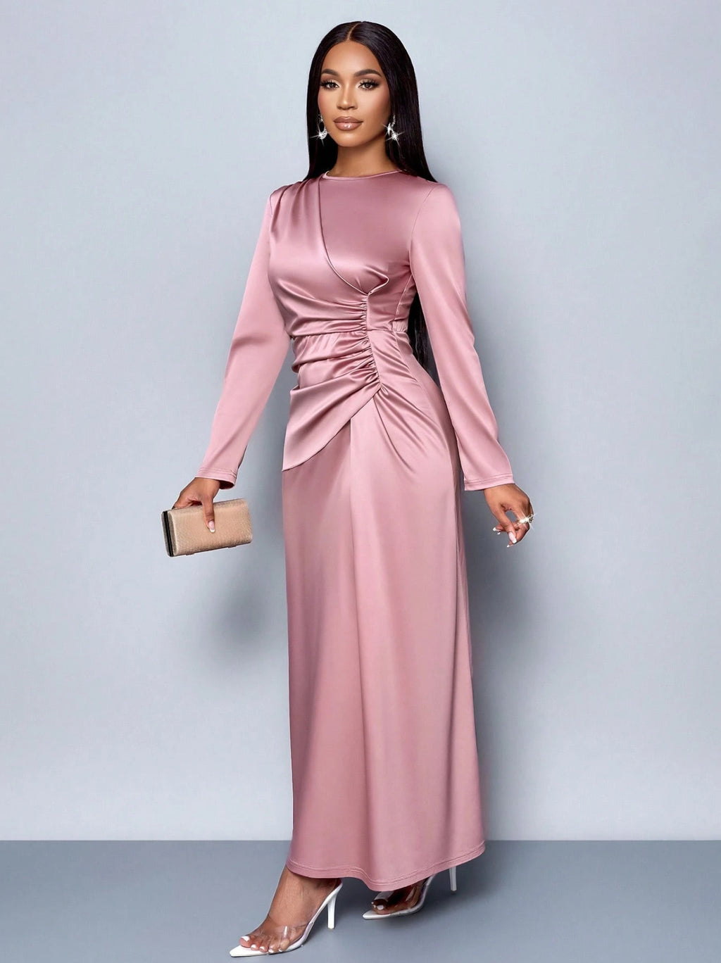 Solid Color High-grade Satin Fashion Elegant Dress