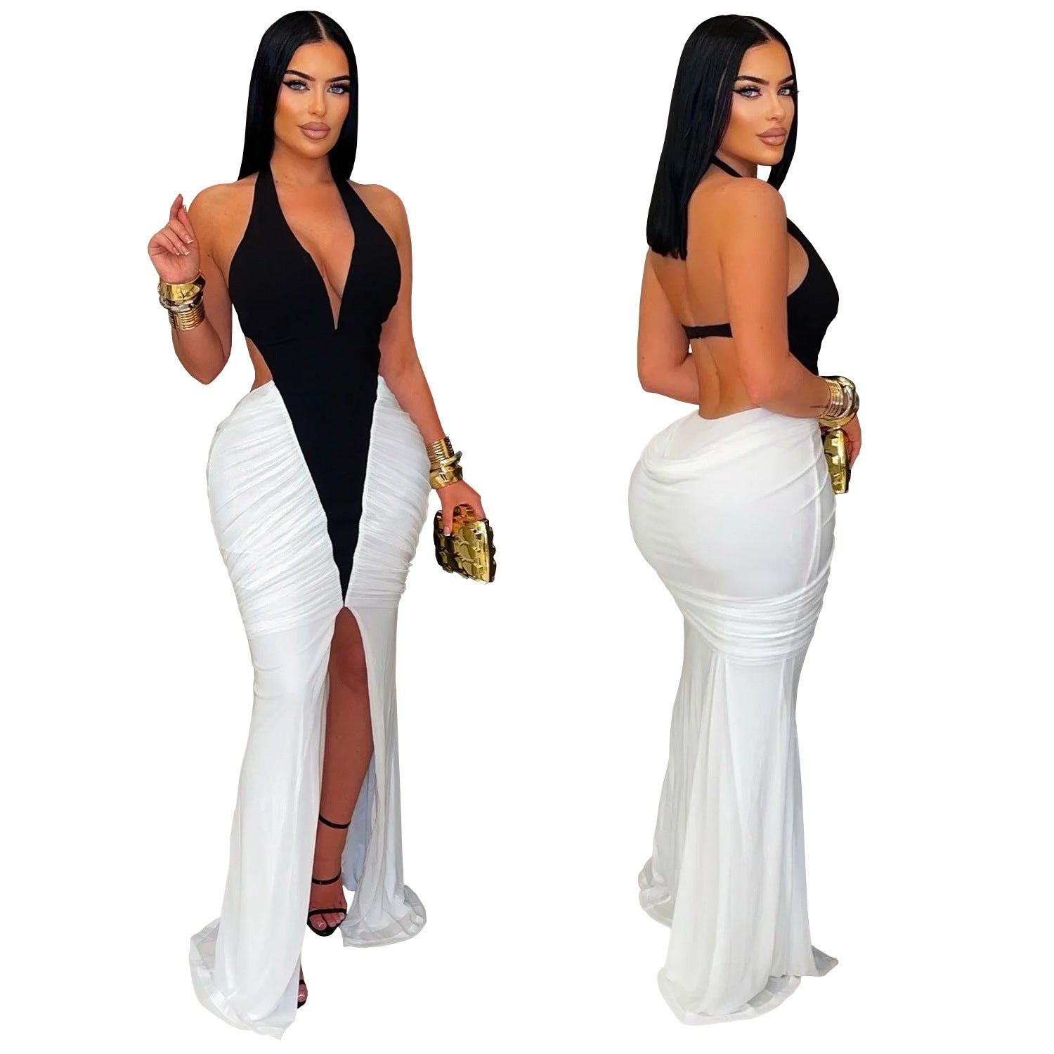 Women's Fashion Wear Sexy Arm Covering Split Dress