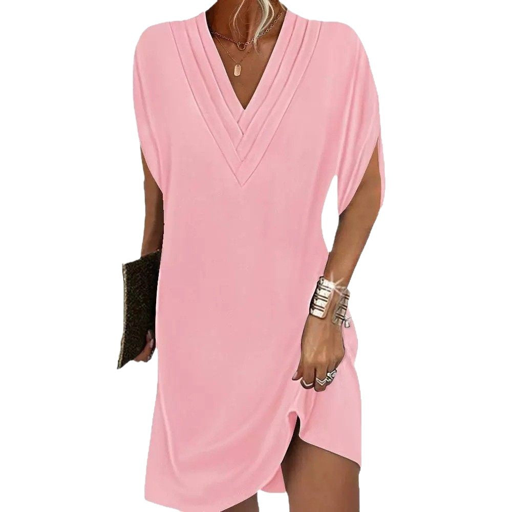 Stylish Slouchy Women's Pleated Batwing Sleeve Dress