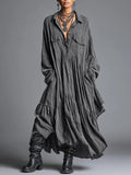 Women's Loose Pleated Long Sleeve Shirt For Dress