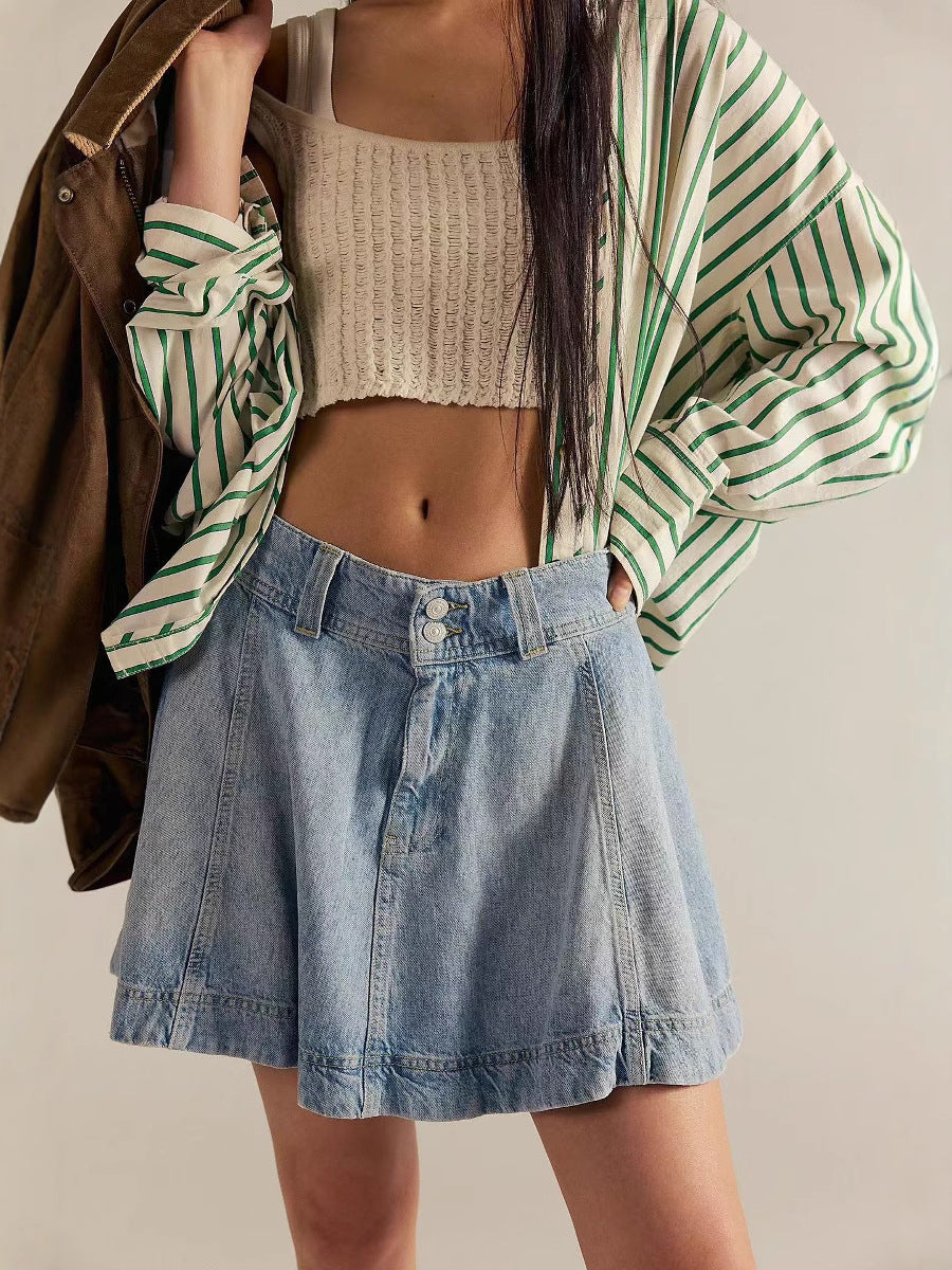 Women's Summer Denim Fashionable High Waist Skirt
