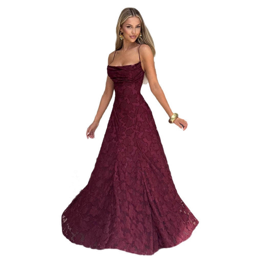 Women's Fashion Hot Style Wine Red Sexy Dress