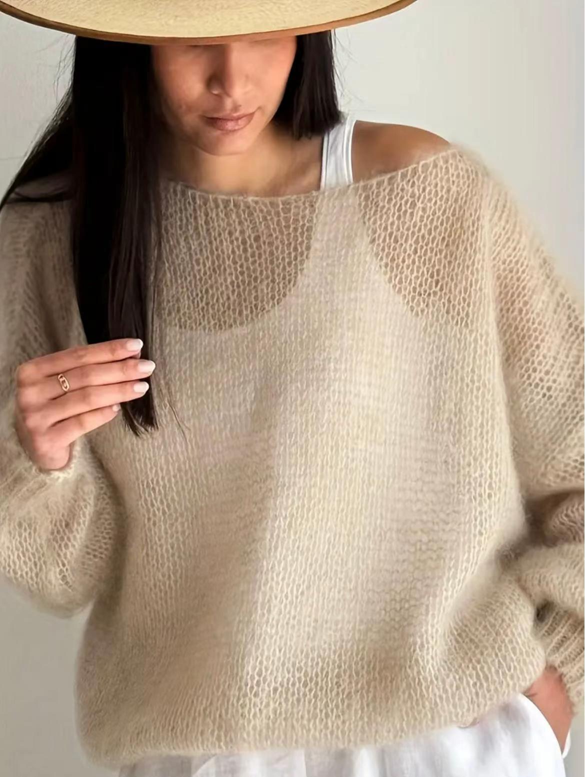 Leisure Versatile Gentle Thin Hollow Breathable Blouses