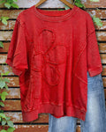 Women's Fashion Flower Print Loose Half Sleeve Blouse