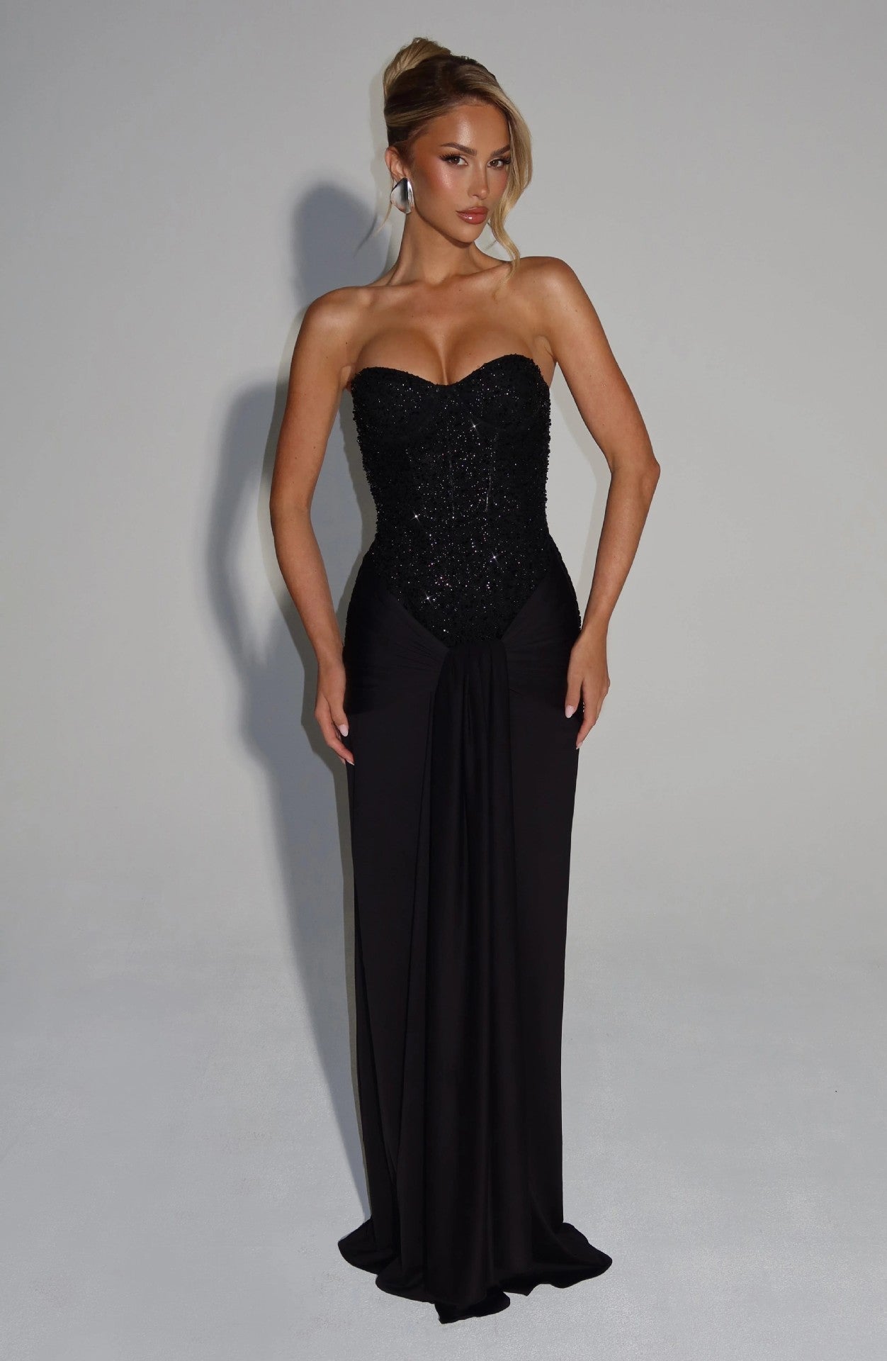 Women's Long Sexy Deep Tube Zipper Slim Fit Dress