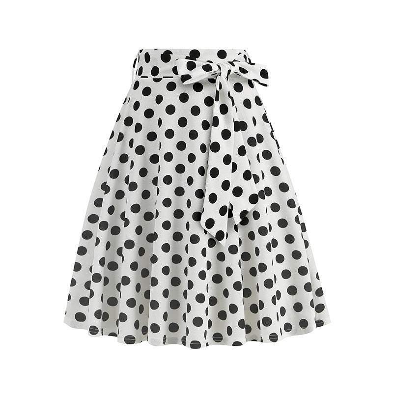 Women's Retro Dots Floral Purple Group Belt Skirts