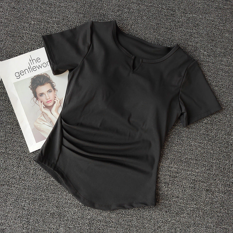 Women's Design Sleeve Sports With Chest Pad Women's T-shirt