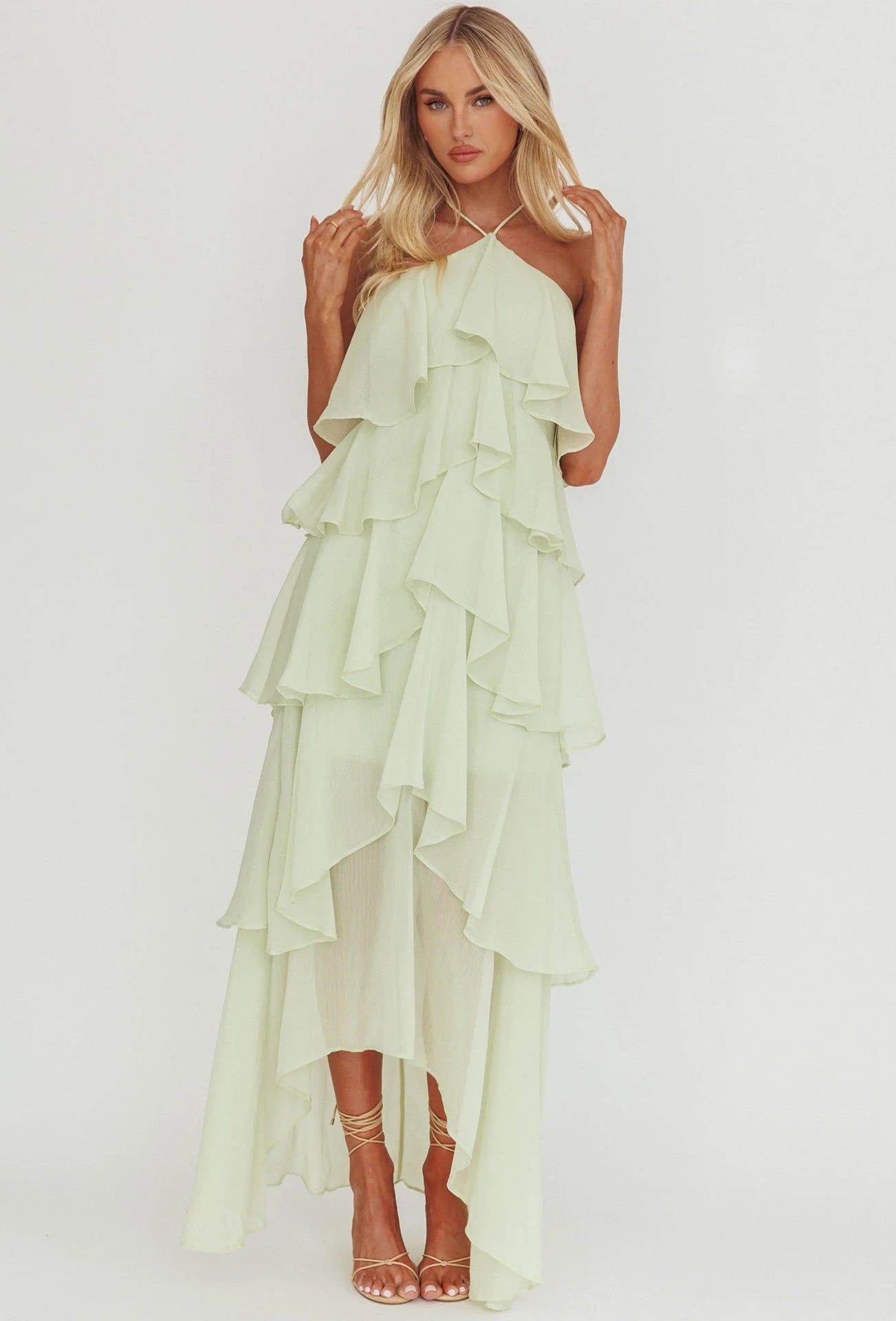 Women's Fashion Chiffon Print Fairy Long Elegant Dress