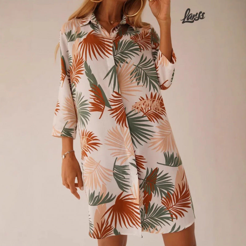 Versatile Fashionable Elegant Printing Lapel Single-breasted Cardigans