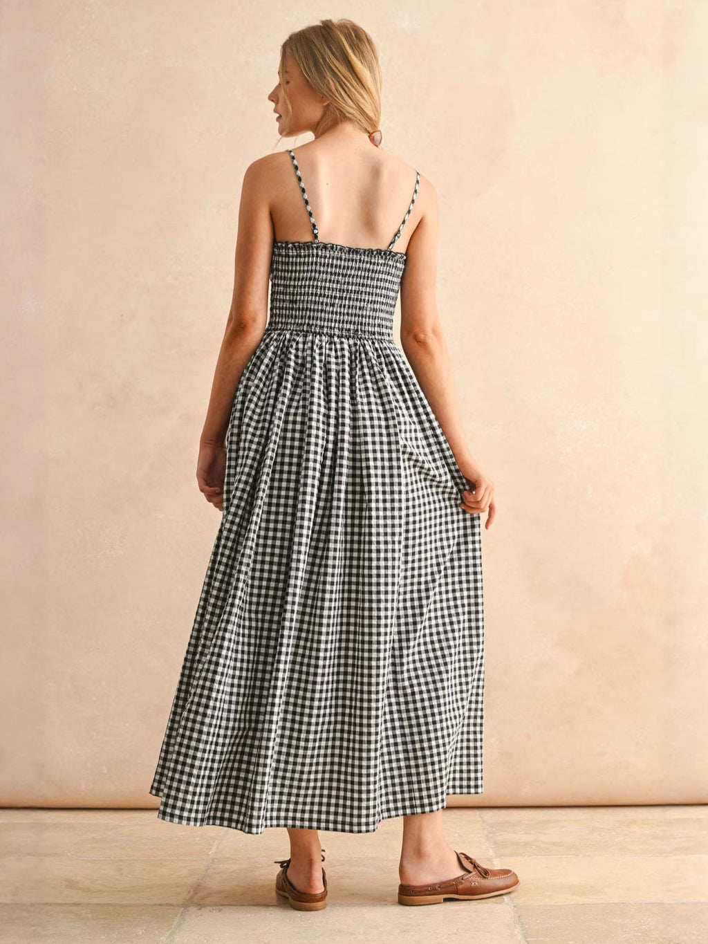 Women's Summer Strap Retro Plaid A- Line Slimming Dress
