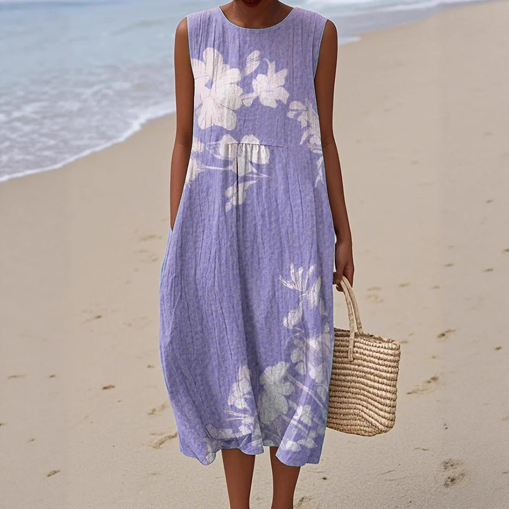 Women's Floral Element Shading Digital Printing Loose Casual Dress