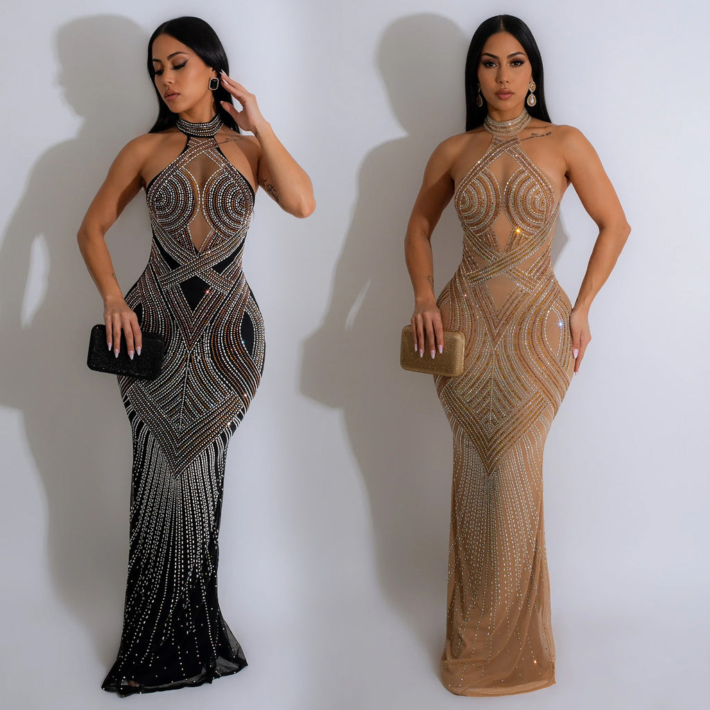 Women's Fashion Wear Pure Color Mesh Hot Dress