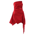 Women's Graceful Tube Backless Waist Trimming Pleated Solid Dress