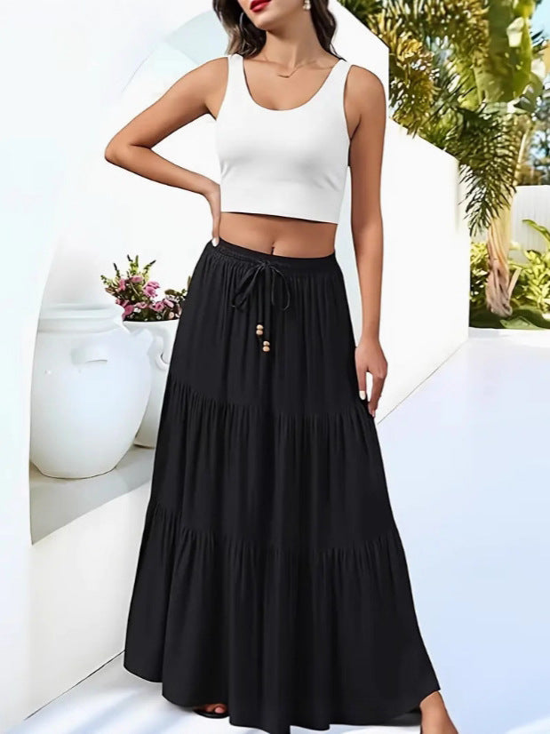 Women's Fashion Stitching Shrink Pocket Casual Skirts
