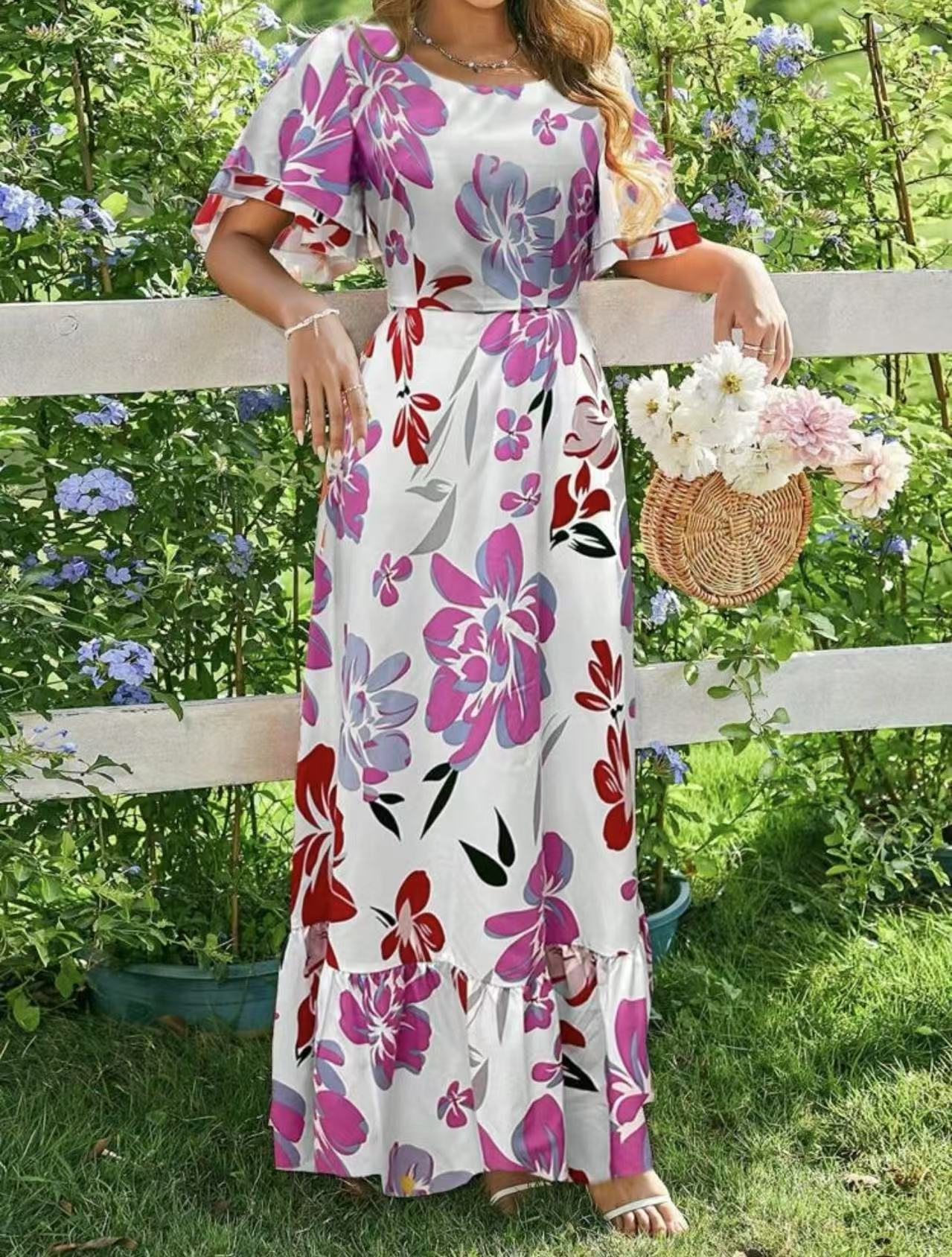 Women's Summer Floral Art Printed Elegant Dress