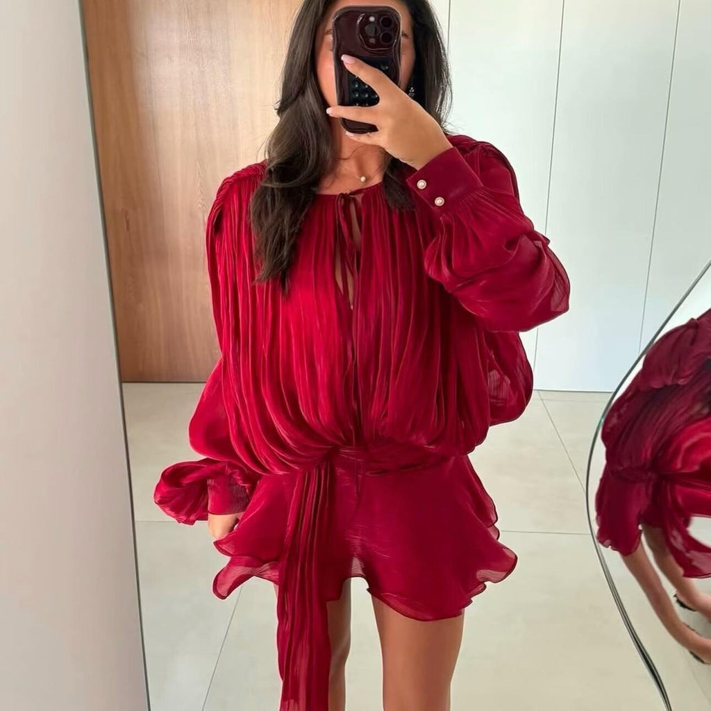 Women's Elegant Lantern Yarn Spring Irregular Ruffled Dress
