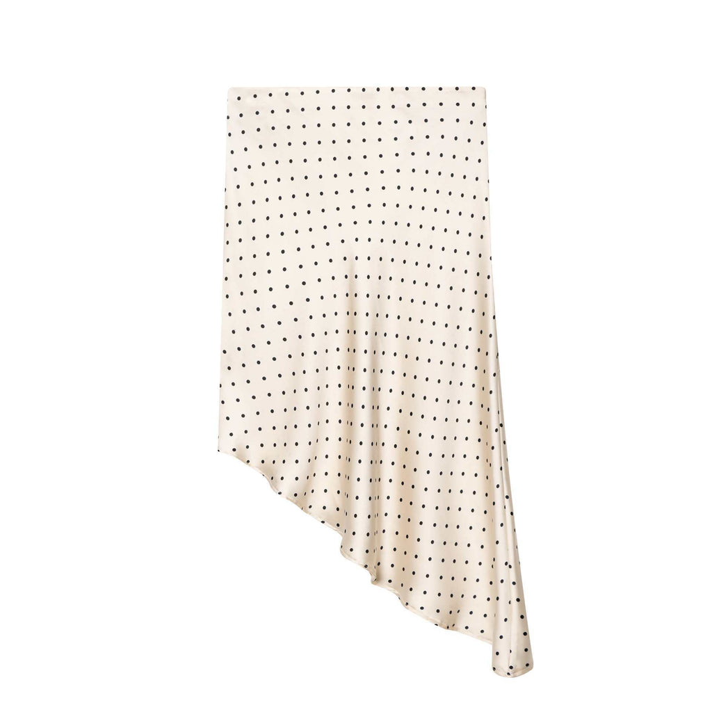 Women's Texture Asymmetric Polka Dot Silk Satin Fashion Picture Skirts