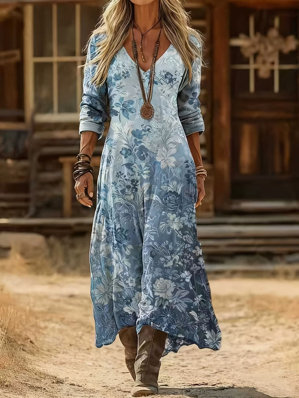Popular Women's Creative Printed Wear Midi Dress