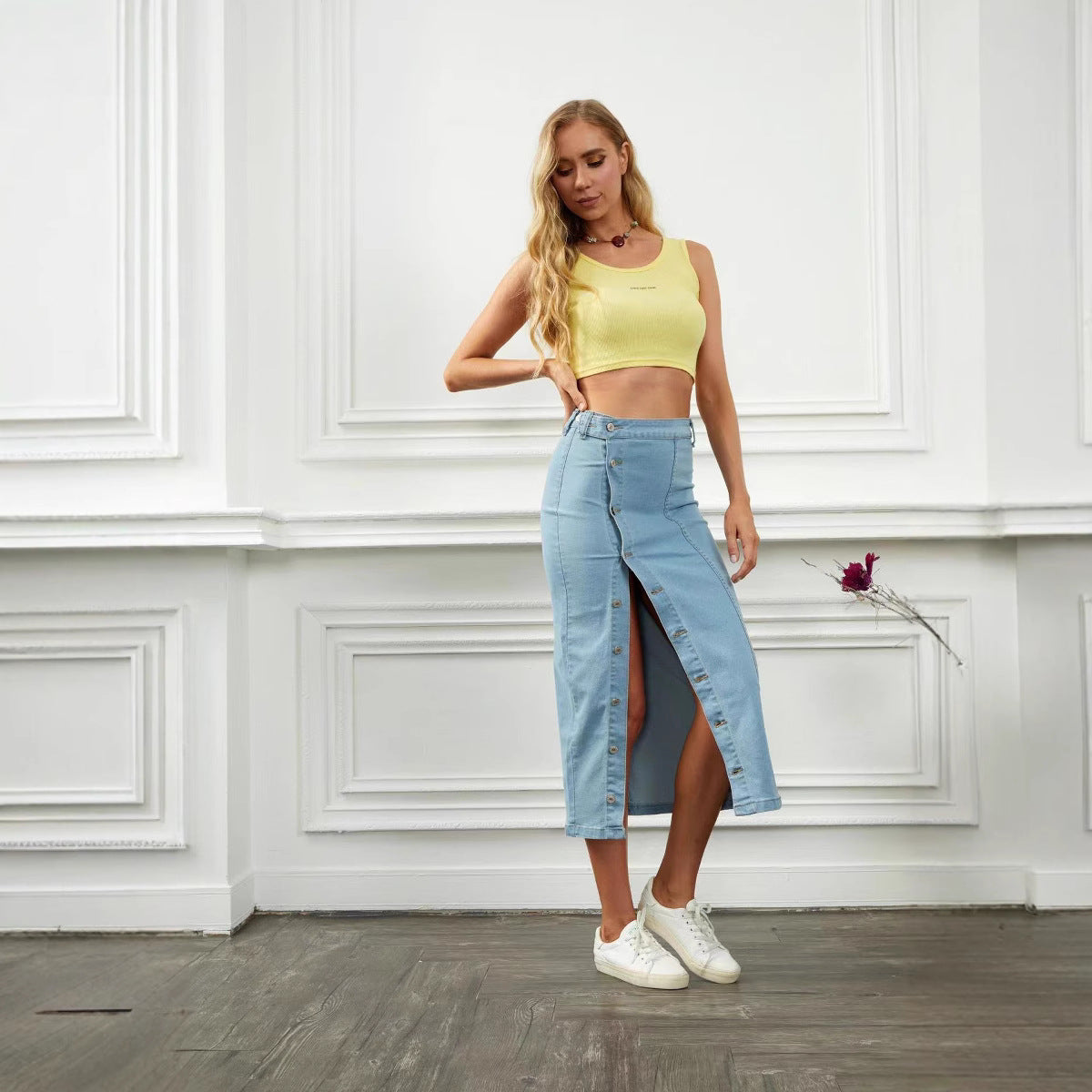 Classic Trendy Women's Stretch Denim Long Skirts