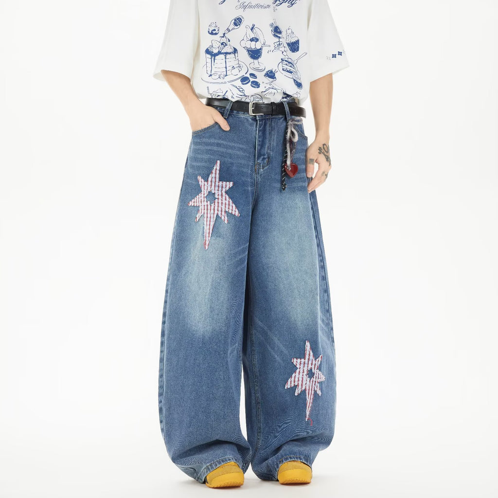 Women's & Men's American Retro Machete Patch Summer Loose Pants