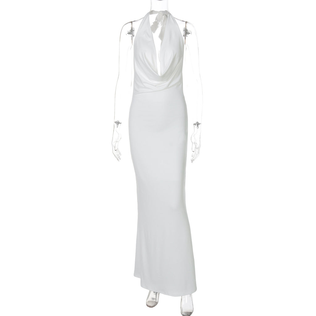 Women's Summer Fashion Sexy Deep V Halter Dress
