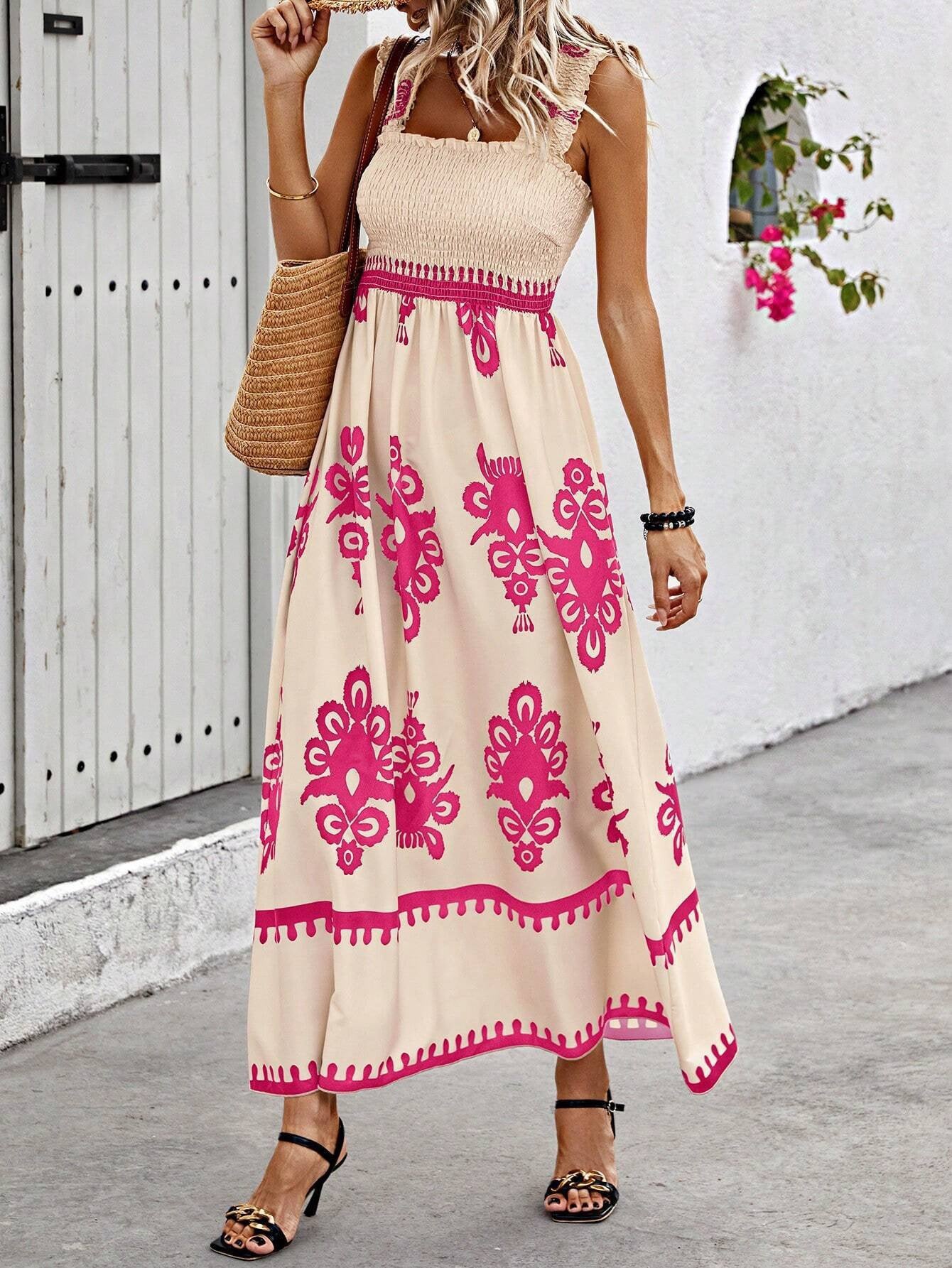 Unique Women's Beach Holiday Style Printing Dress