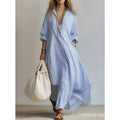 Women's Spring Casual Striped Loose Long-sleeved Dress