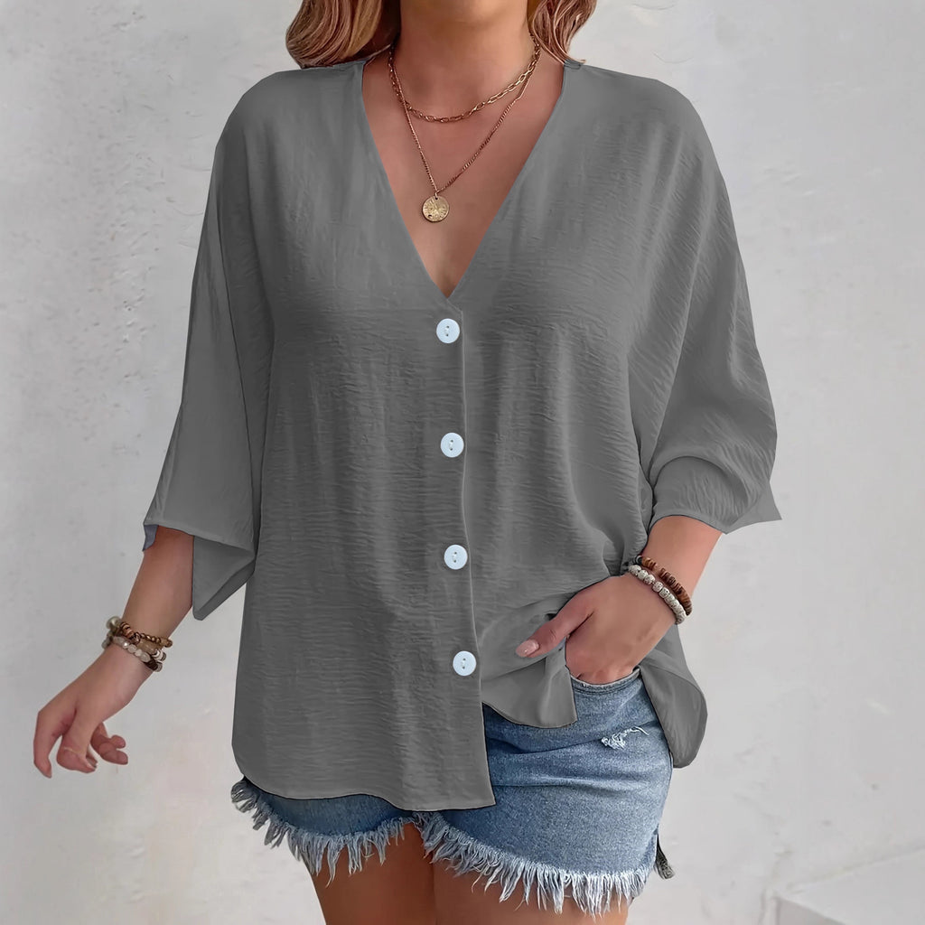 Women's Buttons Ice Silk Wrinkle Solid Color Clothing
